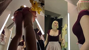 Preview 1 of All Xxx Indain - Hidden camera in fitting room. Upskirt view on pussy and big tits