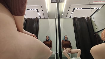 Preview 3 of Sleeping Pakistani Mom Son Xxxx - Risky masturbation in a fitting room in a mall. I wanted to take a risk and get a quick orgasm by fucking myself in the fitting