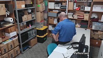 Preview 1 of Sharing Panties - Curly ebony suspect fucked at the security guards office