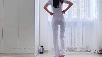 Preview 1 of Big Sex Wiht - All White HaulYoga pose to correct the spin