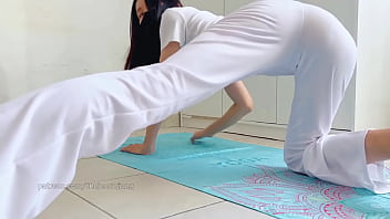 Preview 4 of Big Sex Wiht - All White HaulYoga pose to correct the spin