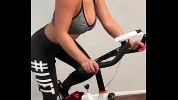 Preview 2 of Putting Tolet In Girls Bum - Working out her pussy on the bike