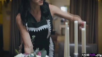 Preview 1 of 6 Male With One Hottiee - Gina Valentina served her stepmoms guests   dinner naked