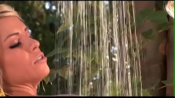 Preview 3 of Rare Show - Couple of young playful babes Angelica Saint and Marlie Moore caress each other taking summer shower at the backyard