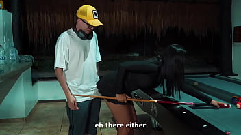 Preview 1 of Cecelebrity - My nerdy stepson PipeBoy teaches me how to play pool and I end up swallowing his cum,  I&#039_m a very naughty and horny stepmom. Lina Henao
