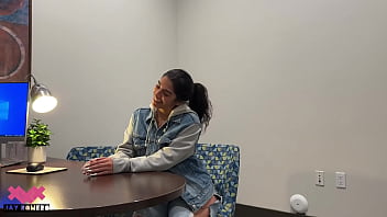 Preview 1 of School Time Little Grilxxx - Shy College Slut Reads Script for Callback to fuck her way into movie industry