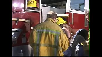 Preview 1 of Sex Png Sex - Starving blonde whore is serving the whole fire team right on the fire-truck