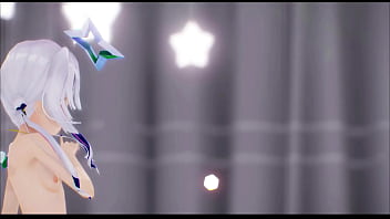 Preview 3 of Ind Bhabi Devr - Amane Kanata Hentai Hololive Undress Sex Dance Mmd 3D Dark Green Star