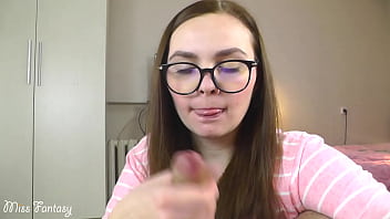 Preview 4 of Sony Loops - Blowjob and handjob from cutie in glasses a lot of sperm