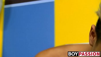 Preview 4 of Piper Perri Elsa Jean Anal - Slim twink Andrew Brenton stroking his massive boner alone