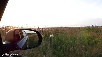 Preview 1 of Ksrtun Xxx - Horny Taxi Driver Fucked Blonde Hard Standing by Car at Sunset - Amateur Couple Outdoor Sex