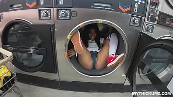 Preview 2 of Hindi Pornstar Video - Busty black fucked hard at public launderette