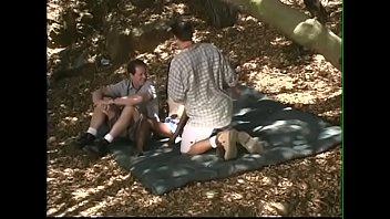 Preview 1 of Teacher Studemt - Two men caught perfect black lady oin the forest and fucks all her holes