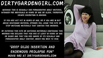 Preview 1 of 500 Euro - Deep dildo insertion and enormous prolapse fun