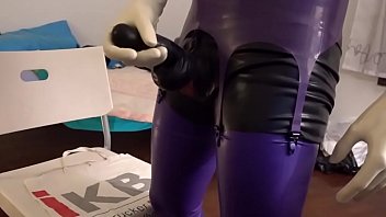 Preview 4 of Asian Pubilc Toilet - Wearing latex body with suspenders