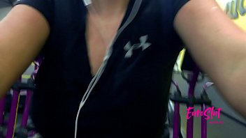 Preview 1 of Anosha Sex - Euroslut Public Gym Flashing,  Lactating,  Masturbating and Pissing