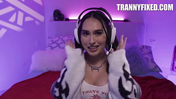 Preview 1 of Ibu Siti - Stream Surprise: Gamer Girl Ember Fiera&#039_s Impromptu Livestream Turns Naughty as Her Girlfriend Chanel Camryn Sneaks Below View to Blow Her