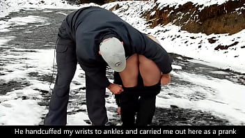 Preview 4 of Tal Moms - Pantsing #2 - Handcuffed in the Snow