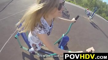 Preview 1 of Air Push - Blonde Stranger Fucking At Gym POV