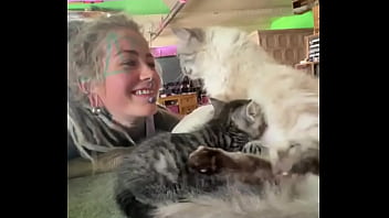 Preview 1 of Full Movies Ariella Farrera - Cat heaven :)-#facetattoo #inkedface #eyeballtattoo #cat #kitten