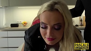 Preview 1 of Norway Pshto - Handcuffed kinky blonde gets throated