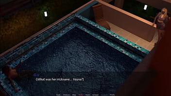 Preview 2 of Mom Shearimg Bed - Fetish Locator #19 - Blonde Lesbian Eats Busty Redheads Pussy In THe Pool