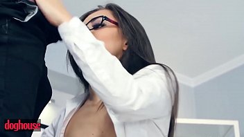 Preview 2 of Eat Mouse - Horny Secretary deepthroats cock and gets creampied - Doghouse