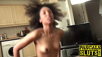 Preview 4 of Free Cute Small - Ebony chick gags on fat cock and rides it like a slut
