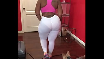 Preview 1 of Pakistan Xxnx Hd - Cherokee D Ass stretching in see thru leggings