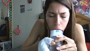 Preview 3 of Tegah Tido - Hot Girl Deep Throats Water Bottle