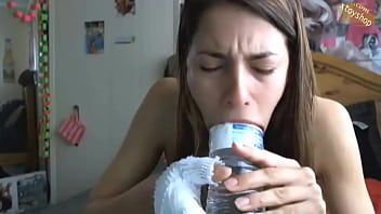 Preview 1 of Tegah Tido - Hot Girl Deep Throats Water Bottle