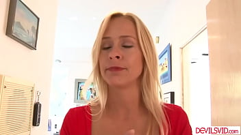 Preview 1 of Bianca Freire Lesbian - Blonde milf seducing college student then lets him fuck her