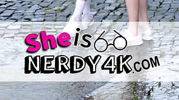 Preview 1 of Gangbang Forced Anal Rape - This guy spots this nerdy chick with cute ponytails walking around - FULL SCENE on http://SheIsNerdy4K.com