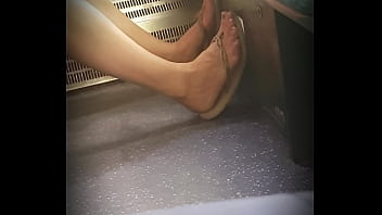 Preview 2 of Low Dh - Candid feet in Flip Flops on train London Uk