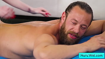 Preview 1 of Killer Kate - Busty and naughty blonde masseuse rub her wet naked body on her customer during wet massage - Brad Newman,  Sonia Harcourt