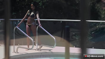 Preview 1 of Big Penis Romantic - Brunette busty babe seduces her friend with her stunning big natural boobs and suck him good - Lucas Frost,  Anissa Kate