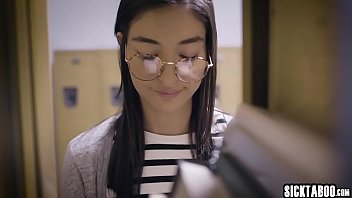 Preview 1 of Oscar Marone - Hot brunette nerd got caught a petite brunette teen