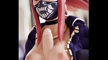 Preview 4 of Rewari Film Sex - Akali masturbating with her tits league of legends