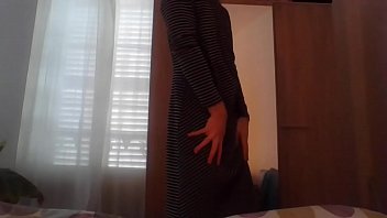 Preview 1 of Hand Blood - Crossdresser secretary in a sexy tight dress