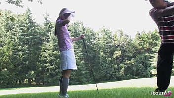 Preview 1 of Selife Dildo - Petite Japanese Teen seduce to First Time Creampie Sex by older Guy at Golf Lesson in uncensored JAV