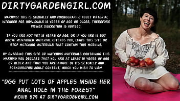 Preview 1 of Xxxase Video - Dirtygardengirl put lots of apples inside her anal hole in the forest