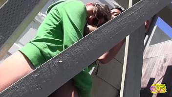 Preview 4 of Mom And Son Sister Kitchen - An absolutely amazing fuck fest outdoors in the trash bin with two super sexy lesbians