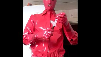 Preview 4 of Real Xxxay Video - Guy in red pvc shirt and black latex suit