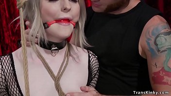 Preview 1 of Foot Goddess Tube - Shemale in fishnets gets anal banged