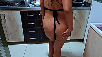 Preview 4 of American Suhagrat Sexy Hd - Squirting orgasm in the kitchen in front of my stepson,  I&#039_m a horny stepmom. Do you want to be my new stepson?