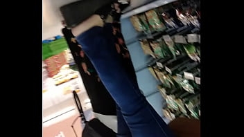 Preview 3 of Tamil Ass Aunty Nude - Thong upskirt at supermarket