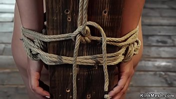 Preview 1 of Hindi Dubbed Audio Porn Sex - Blonde slave tormented in hogtie