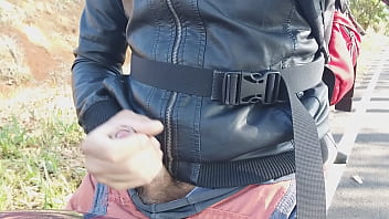 Preview 3 of Pregnant Brangers - Wanking on motorbike at the road side - Punheta na moto na beira da estrada