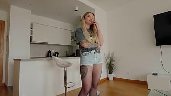 Preview 1 of Jumping On My Xxxxvideo - Slutty blonde with tattoo fucks boyfriend. Cum in mouth
