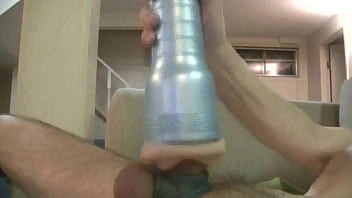 Preview 1 of Sunny Leone Xxx Fuck By Oil - jerking my cock with fleshjack swallow
